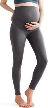 Enerful Maternity Leggings Womens Large Gray Seamless Over Belly Stretch Pants